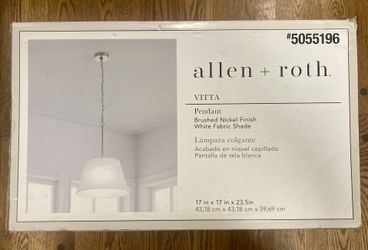 allen+roth Vitta Hanging Lamp Brushed Nickel Finish White Fabric Shade