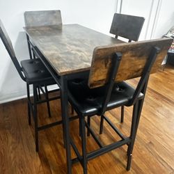 High Top Bistro Set With 4 High Chairs 