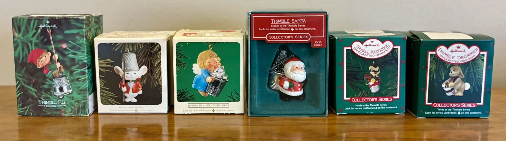 Thirteen Vintage Hallmark Thimble Ornaments In Original Boxes- Individually Priced🎄Read Description Below🎄