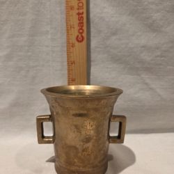 VTG solid heavy Brass Mortar,pharmacy Apothecary, 3 3/4" A RARE Find 