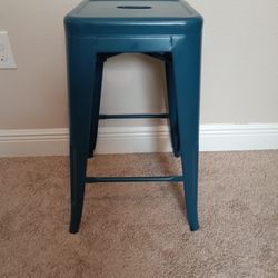 Blue Metal Stool