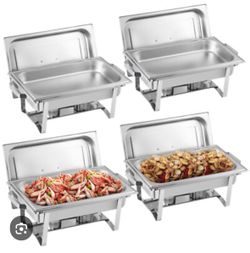 4 Pack 8 QT Stainless Steel Chafer Chafing Dishes Sets Catering Food Warmer