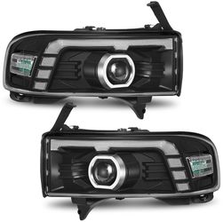 LED Projector DRL Sequential Headlights For 1994 to 2002 of Dodge Ram 1500, 2500 and 3500