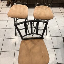 3 Swivel Bar Stools Black/Brown