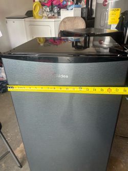 Midea 3.1 Cu Ft Mini Fridge with Freezer – Stainless Steel.