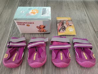 DOG SHOES SIZE 2 PURPLE 18-27 POUNDS QUMY PET BRAND OPEN BOX NEVER WORN