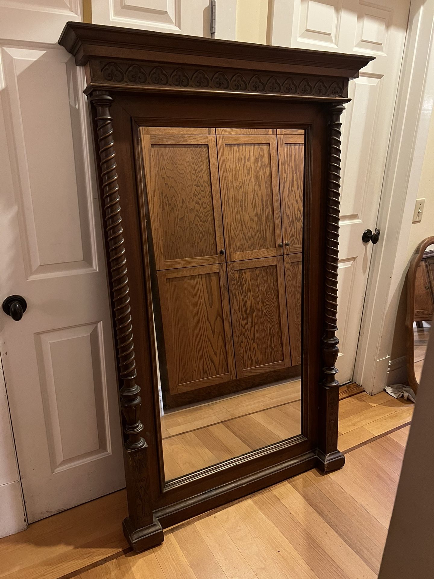 Antique French Mantel Wall Mirror with Barley Twist