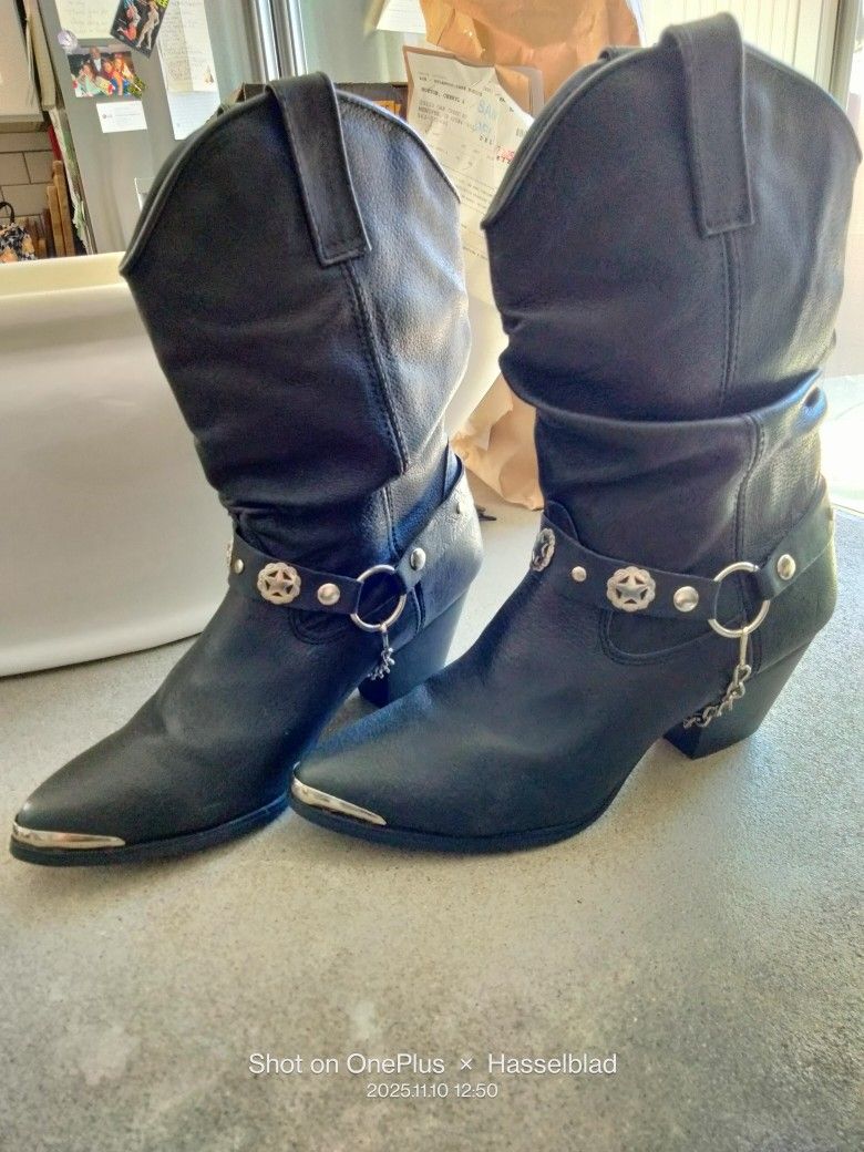 Dingo Black Cowboy Boots Womens Size 8