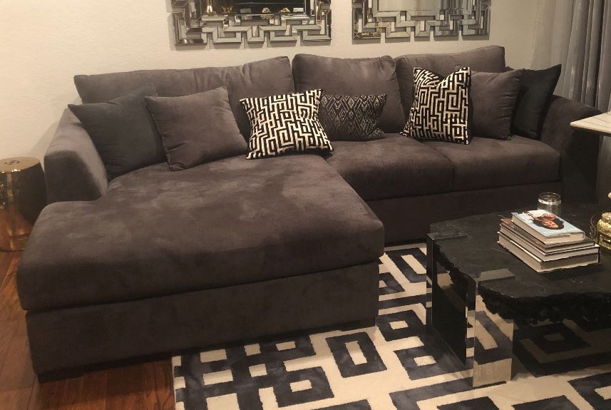 Oversized Chaise Loveseat Sectional Gray (Living Spaces)