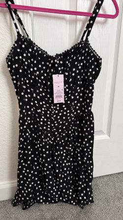Polka Dot Short Black Dress