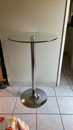 Ferrah Chrome Round Glass Top Bar Table 