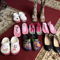 Children crocs, shoes, beach slippers and boots