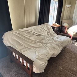 Wood Metal Espresso Futon Set