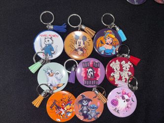 Halloween Themed Button Keychains