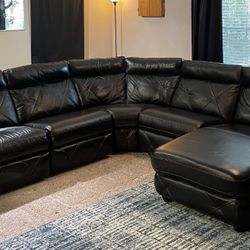 Black Leather Sectional Sofa