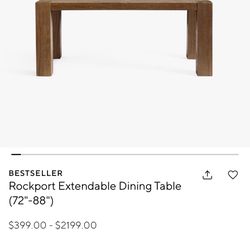 Pottery Barn Rockport Extendable Dining Table And Two Rockport Benches