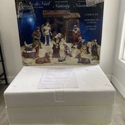 Large Kirkland Signature Hand-Painted 13 Pc Christmas Nativity Kings Camel Jesus