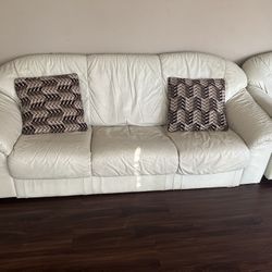 White Leather Couch Set 