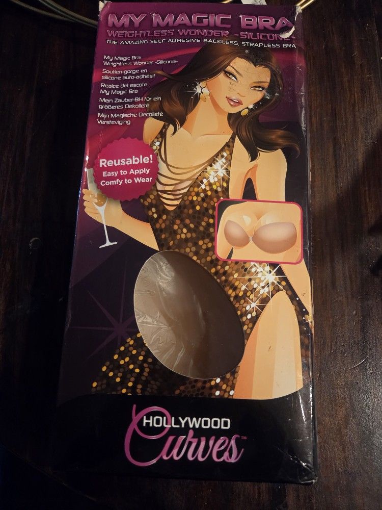 Hollywood Curve Magic Bra SIZE A Adhesive Leopard A Backless Enhance Cleavage Lingerie