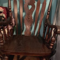 Solid S Bent & Bros Wooden Rocking Chair