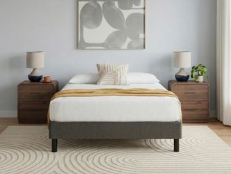 Queen bed with mattress /gray with 8" silver legs