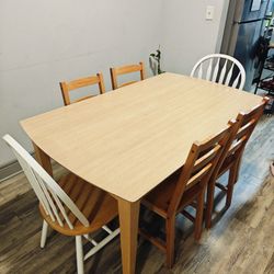 Solid Wood Dining Table With 6 Chairs