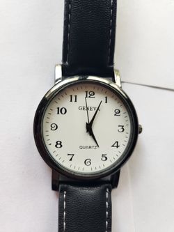 Mens watch geneva Quatz leather band