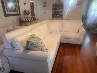Cream, white pottery, barn style, Sofa