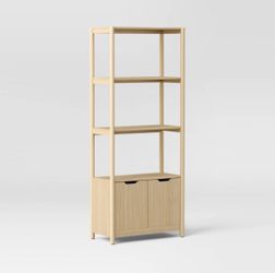 72.25” Scandi Bookcase with 3 shelves and cabinet