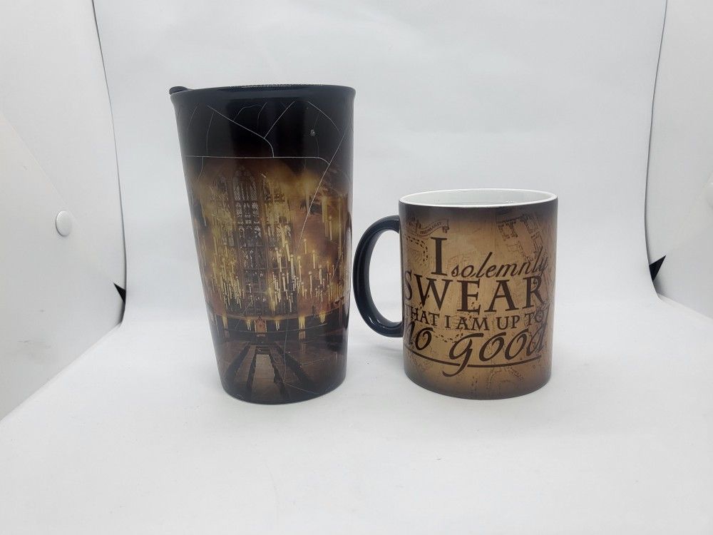 Harry Potter Color Changing Heat Thermal
Mischief Managed Mug & Great Hall Coffee Tumbler w Lid