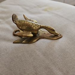 Vintage Virginia Metalcrafters Brass Wild Duck Paper Weight Clip Letter Holder