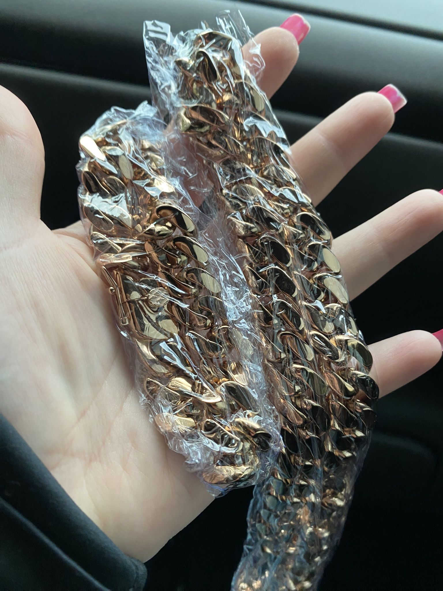 New 18k Rose Gold Cuban Link Chain And Bracelet Set