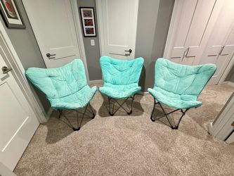 Set of 3 Turquoise/Tiffany Blue Butterfly Chairs – Folding Lounge Chai