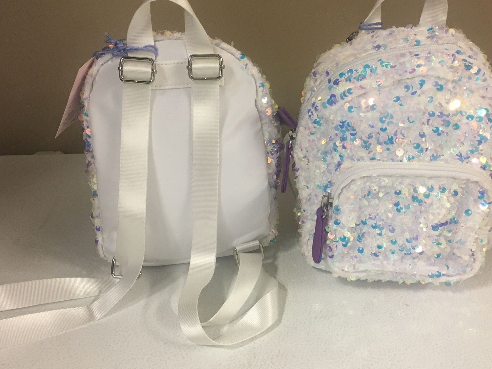 White Sequins Small Backpack