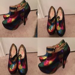 Rainbow Snakeskin croc heels