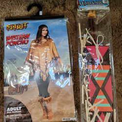 Women's Western Fringed Poncho & Accessory  Halloween Costume  - New 