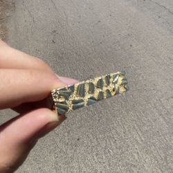 Gold Plated 18k Stainless Steel Double Nugget Ring 