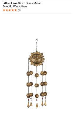 Litton Lane 37 in. Brass Metal Eclectic Windchime