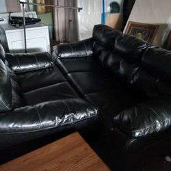 Black Sofa Set Black Flax Leather