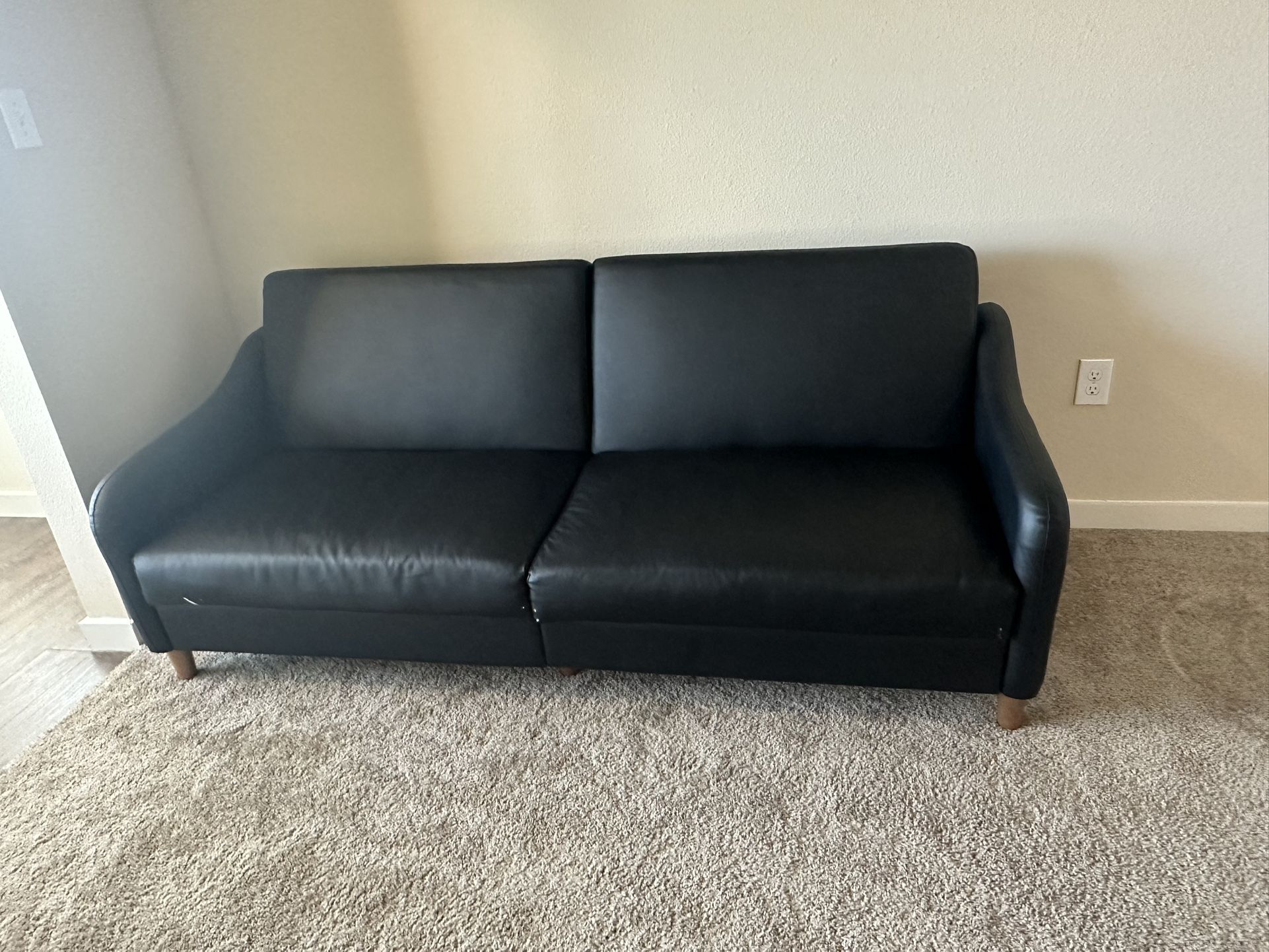 Black faux, leather couch/futon