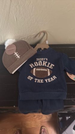 Baby 'Daddy's Rookie of the Year' Football Outfit Set