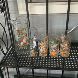 Pitcher and Six Glasses And One Bell