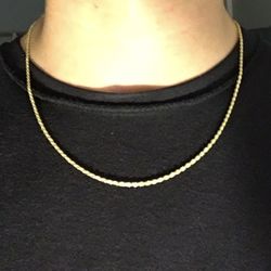 Gold Chain Rope Chain 20in 2mm 925 Italy 