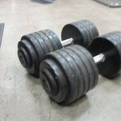 Used Intek 115 LB Rubber Dumbbell - PAIR