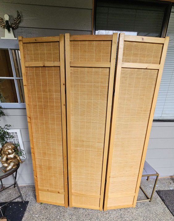 3 Panel Natural Color Bamboo Room Divider 