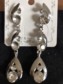 Beautiful Silver Diamond Dangling Earrings