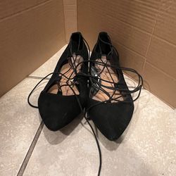 Black Lace Flat Shoes Size 7