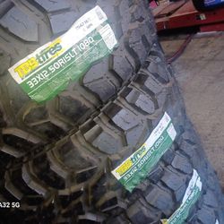 NEW FOUR TIRES TBB 33/12/50/15/ MT $750/ ALSO WE HAVE USED TIRES ON ESPECIAL