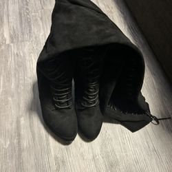 Thigh High Suede Block Boots