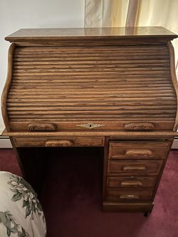 Solid Oak Roll Top Desk